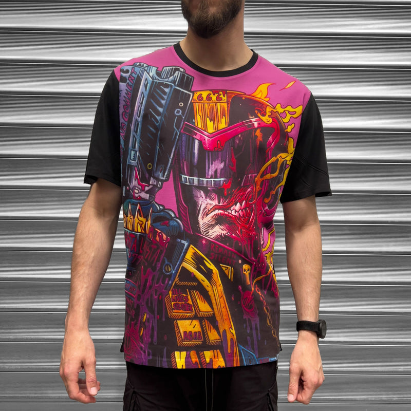 Judge Dredd Artwork Mens Panel T Shirt - Digital Pharaoh UK