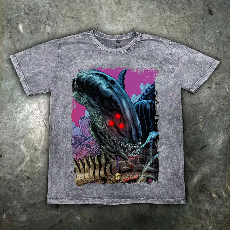 Xenomorph Distressed Cybernosferatu T Shirt - Digital Pharaoh UK