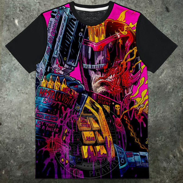 Judge Dredd Artwork Mens Panel T Shirt - Digital Pharaoh UK