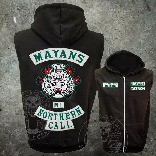 Sons Of Anarchy Mayans Embroidered Sleeveless Patch Hoodie - Digital Pharaoh UK