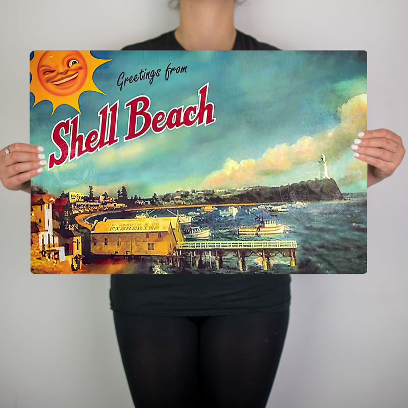 Shell Beach Sign Shell Beach Dark City Inspired Metal Sign