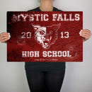 Signo de metal de la escuela secundaria Mystic Falls