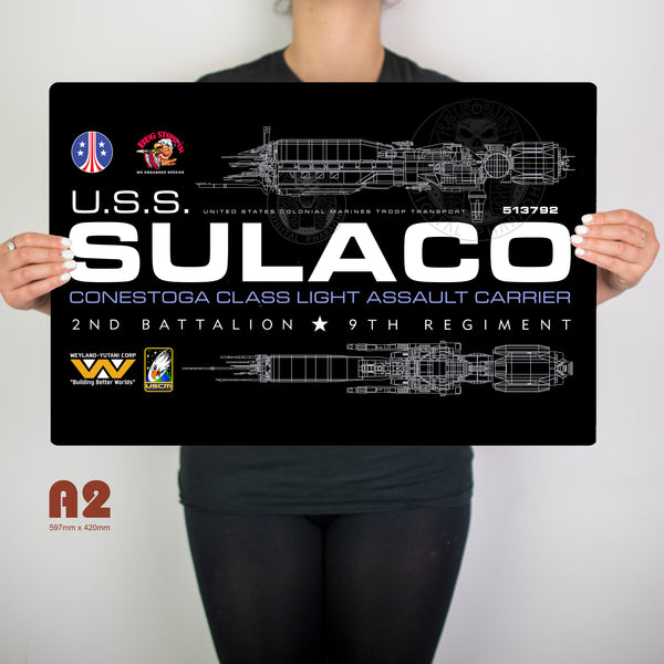 Aliens Metal Sulaco Ship Schematic Poster - Digital Pharaoh UK