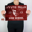 Signo de metal de la escuela secundaria Mystic Falls