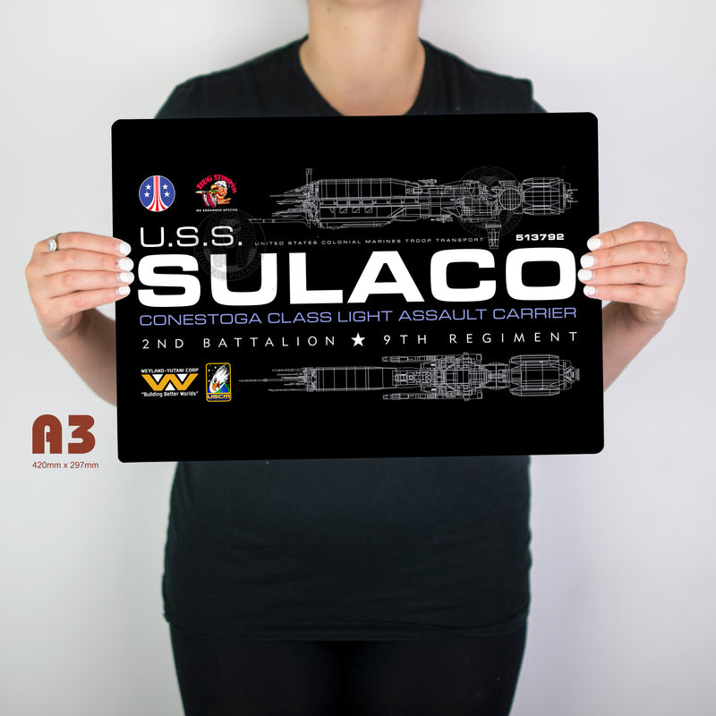 Aliens Metal Sulaco Ship Schematic Poster - Digital Pharaoh UK