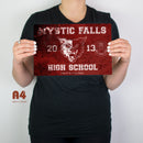 Signo de metal de la escuela secundaria Mystic Falls
