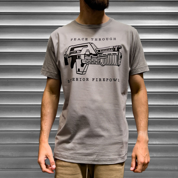 Aliens "Peace Through Superior Firepower" Mens T Shirt - Digital Pharaoh UK