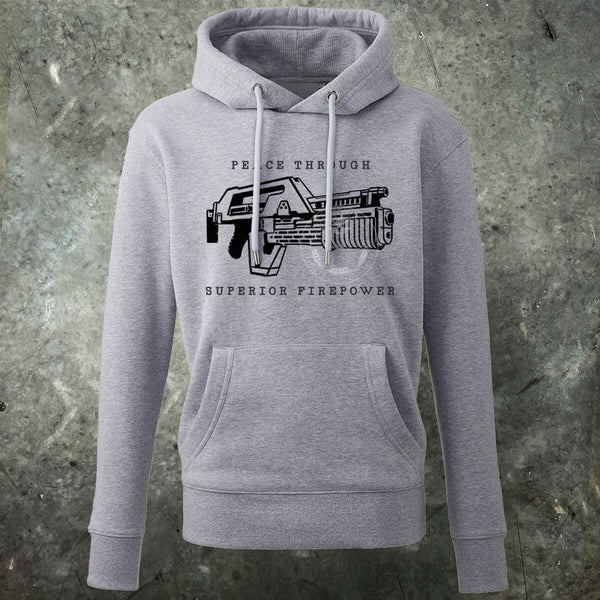 Aliens "Peace Through Superior Firepower" Mens Hoodie - Digital Pharaoh UK