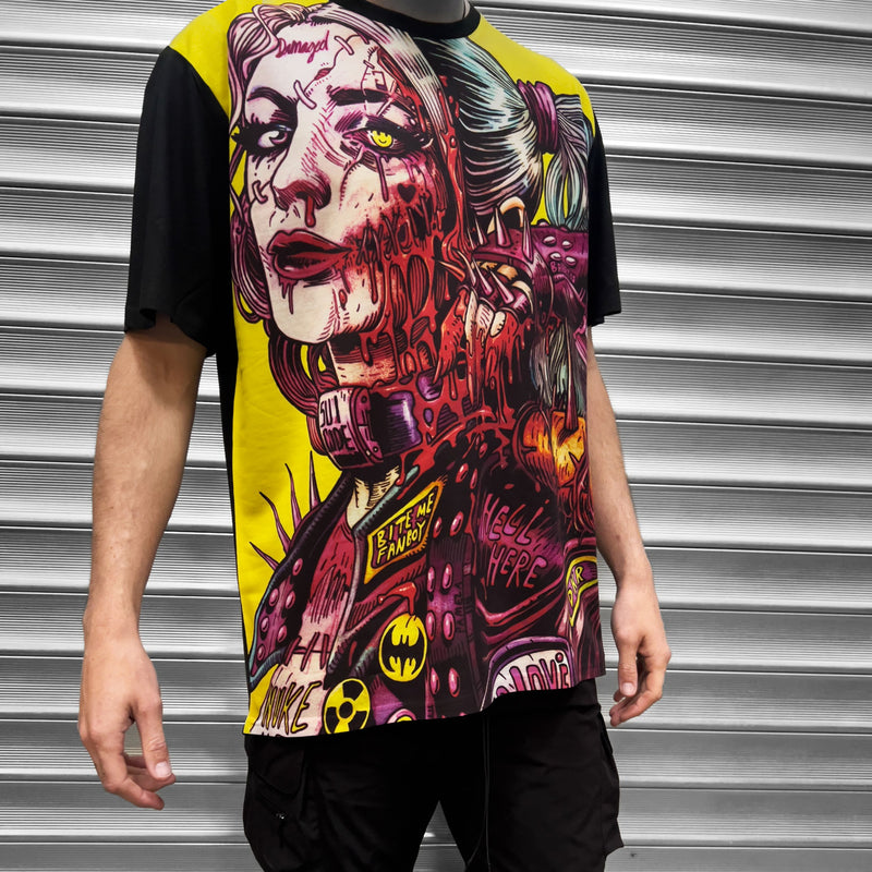 Harley Quinn Artwork Mens Panel T Shirt - Digital Pharaoh UK