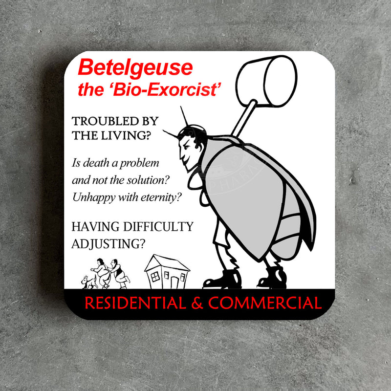 Beetlejuice Inspired Advert Coaster - Digital Pharaoh UK