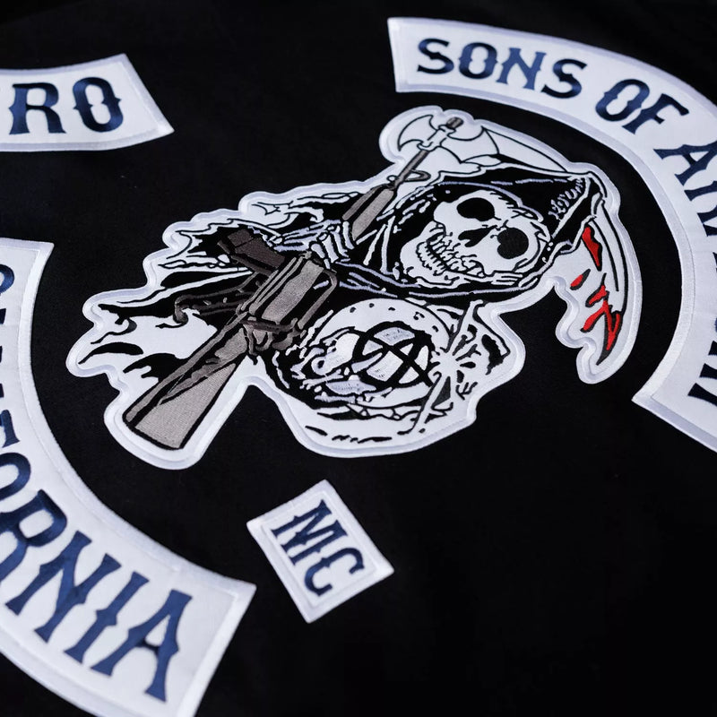 Sons Of Anarchy Sleeveless Embroidered Hoodie Mens - Digital Pharaoh UK