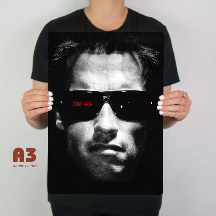 The Terminator Arnie Face T800 Metal Poster - Digital Pharaoh UK