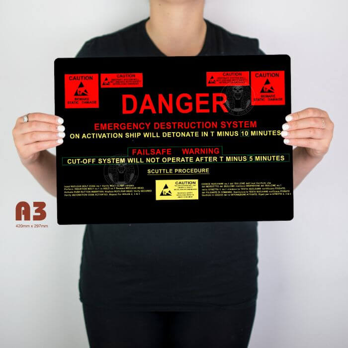 Alien Nostromo Destruct Sequence Metal Sign