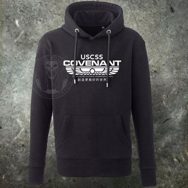 Black hoodie with 'USCSS Covenant' text logo on the front.