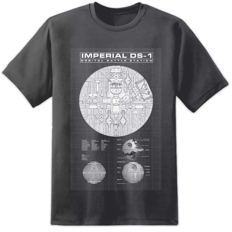 Star Wars Inspired Death Star Blue Prints T Shirt - Digital Pharaoh UK