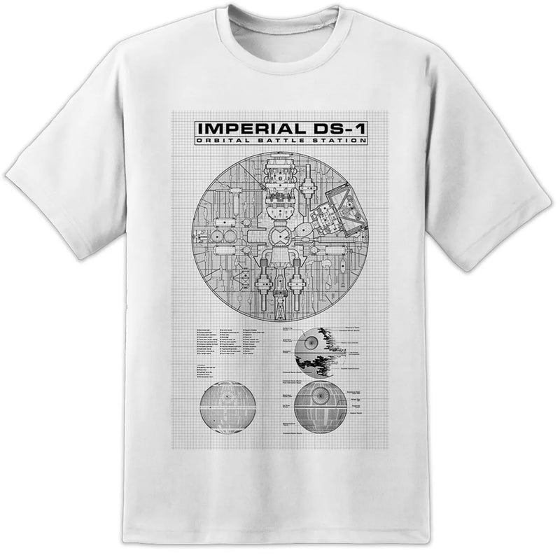 Star Wars Inspired Death Star Blue Prints T Shirt - Digital Pharaoh UK