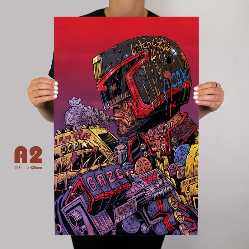 Judge Dredd inspired Metal Poster Artwork - Digital Pharaoh UK