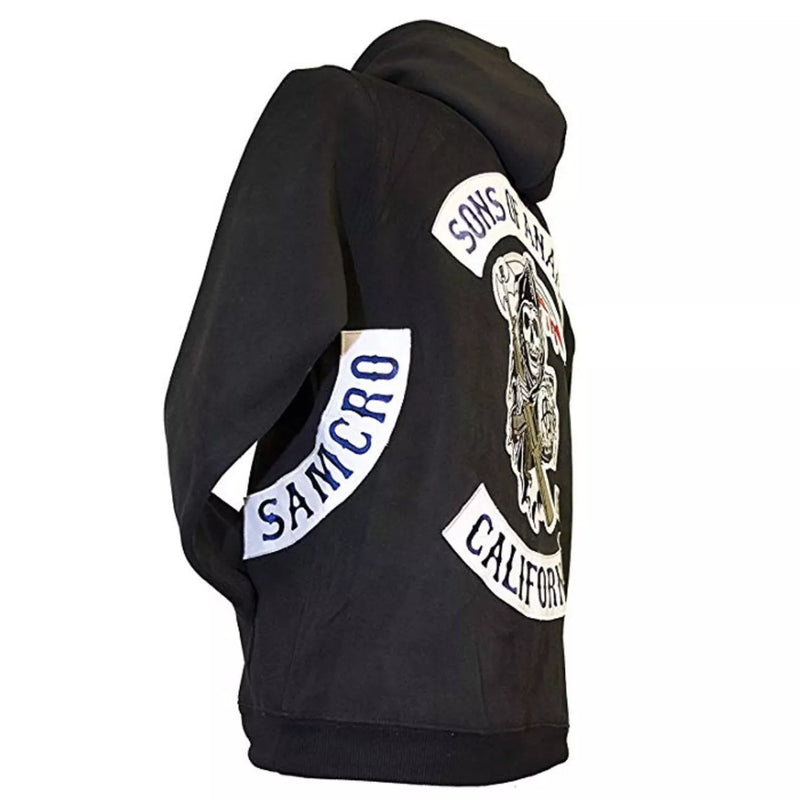 Sons Of Anarchy Embroidered Zip Style Hoodie Mens - Digital Pharaoh UK