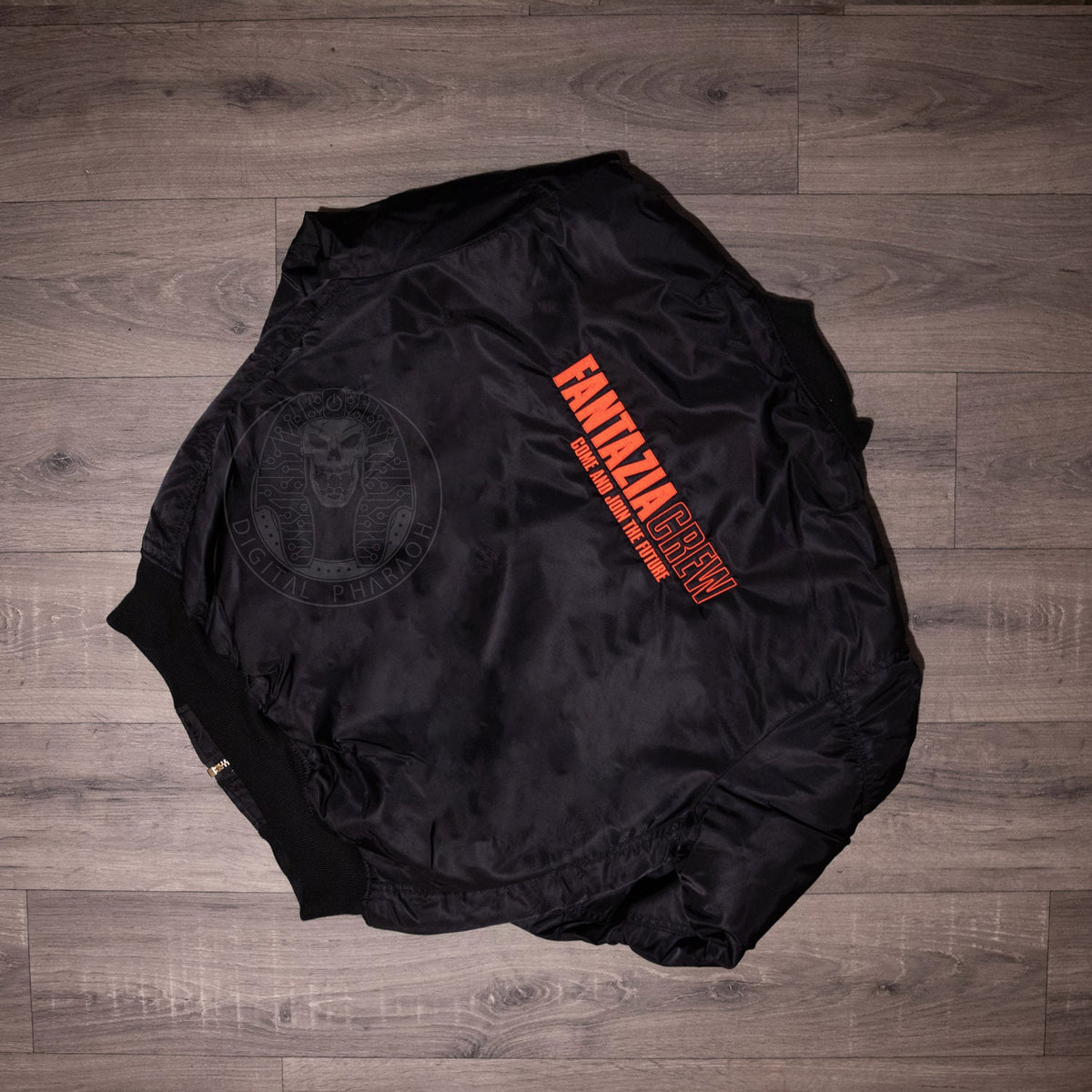 Fantazia Official 90s Rave MA-1 Bomber Jacket - Black, Retro Smiley Face Dreamscape Vibealite Style