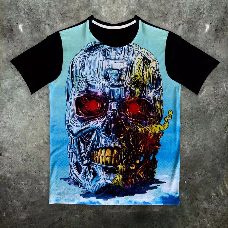Terminator Skull Artwork Mens Panel T Shirt - Digital Pharaoh UK