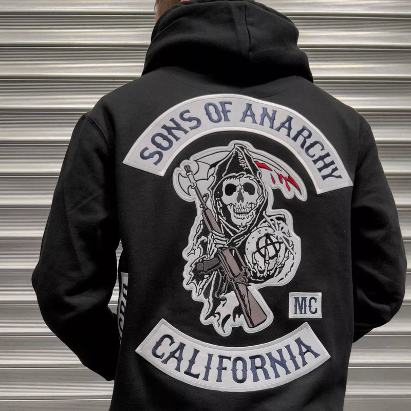 Sons Of Anarchy Embroidered Zip Style Hoodie Mens Sons Of Anarchy Embroidered Zip Style Hoodie Mens
