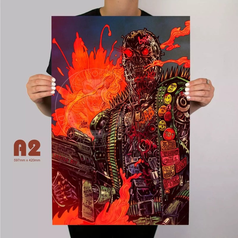 Terminator Fire Cybernosferatu Metal Poster - Digital Pharaoh UK